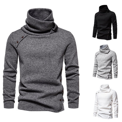 Men's Ribbed Knit Zipper Plain Stand Collar Pullover Sweater