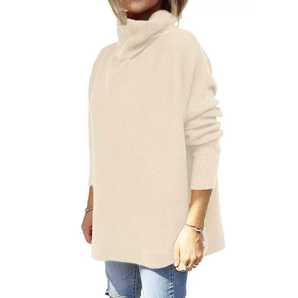 Soft Cotton Stand Collar Large Size Long Sleeve Tops Ladies Jumper Loose Tunic Casual T-Shirts