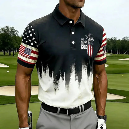 Men's American 250th Anniversary Print Casual Polo Shirt