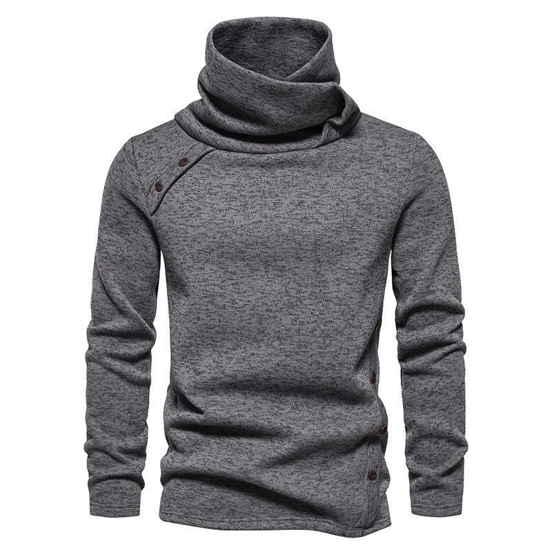 Men's Ribbed Knit Zipper Plain Stand Collar Pullover Sweater