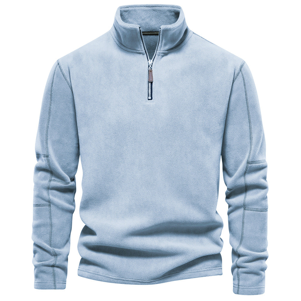 Men Fall/Winter Stand Collar Half-Zip Sweatshirt