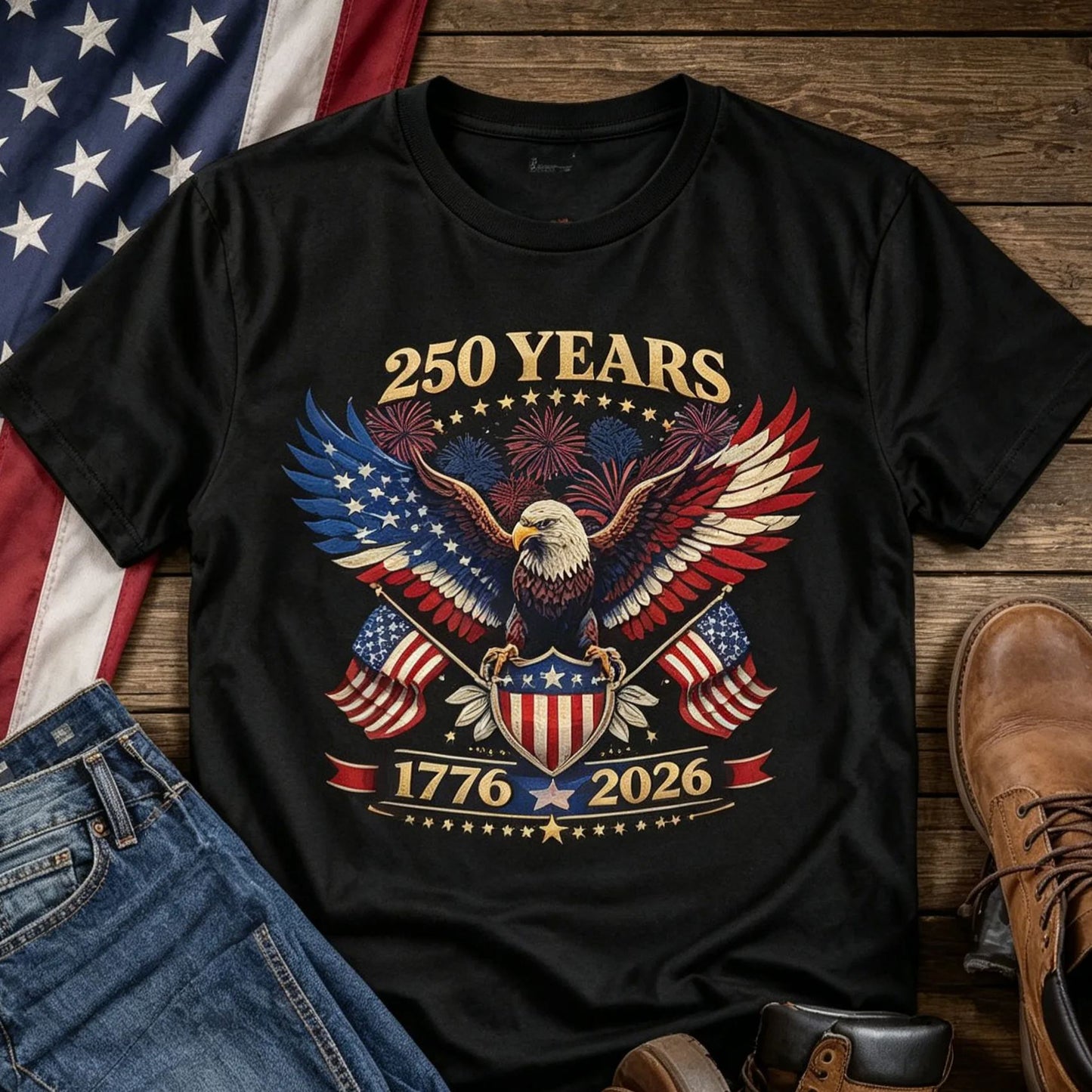 250 Years American 1776 2026 250th 4th July Independence Day T-Shirt