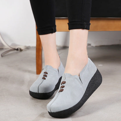 Round toe fly woven mesh thick sole ladies casual shoes