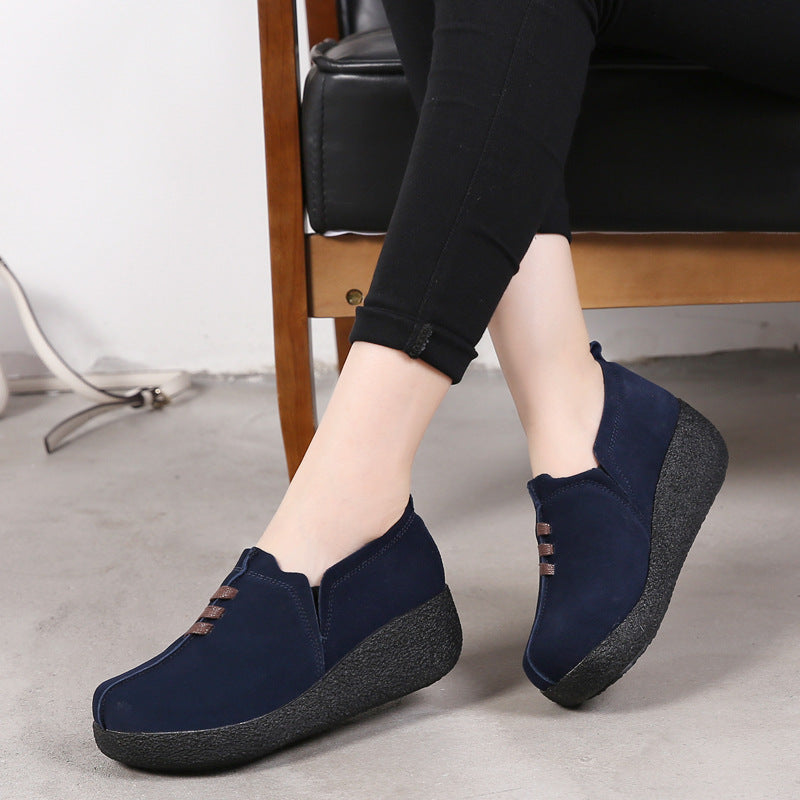 Round toe fly woven mesh thick sole ladies casual shoes